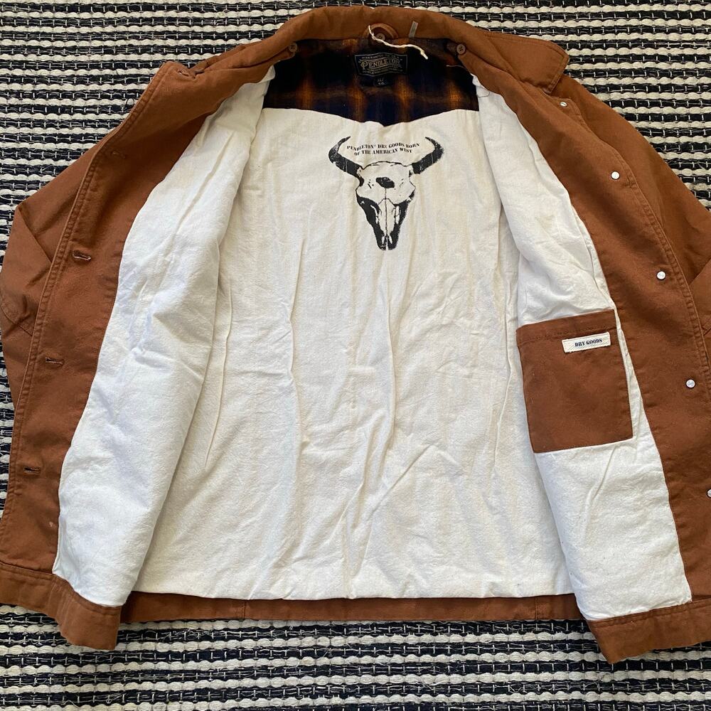 🌿Pendleton Women’s Whiskey Brown Canvas Field Pocket Button Jacket XL - Picture 4 of 8